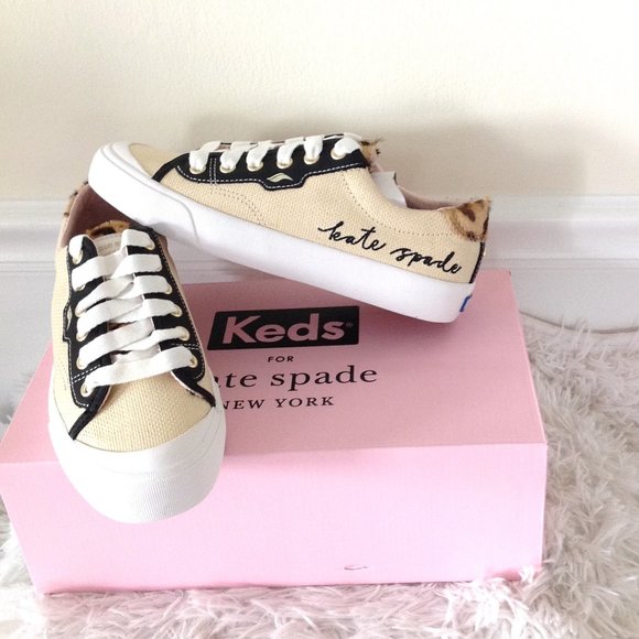 Keds Shoes - Keds X Kate Spade Crew Kick Raffia Leopard Print Sneakers